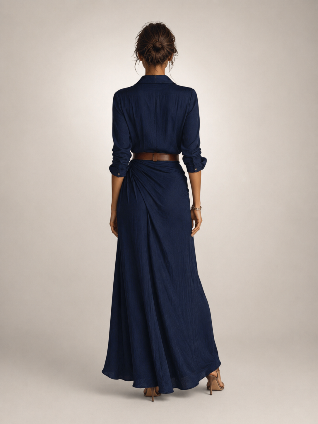 Judith — Robe longue chemise à col tailleur