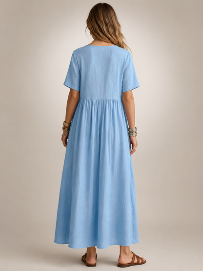 Améline — Robe longue plissée