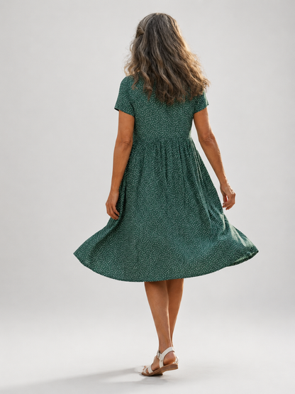 Émeline — Robe courte à pois et taille froncée