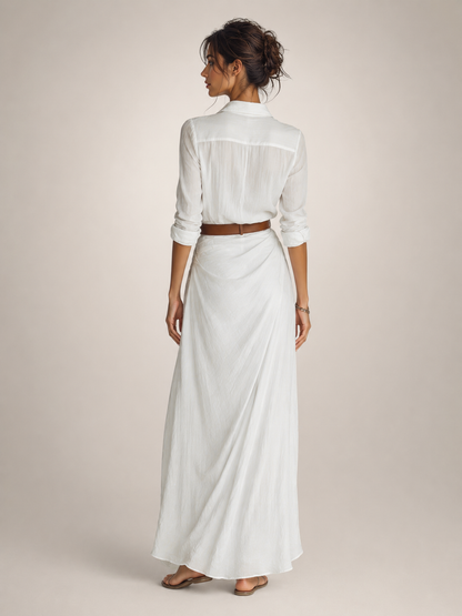 Judith — Robe longue chemise à col tailleur