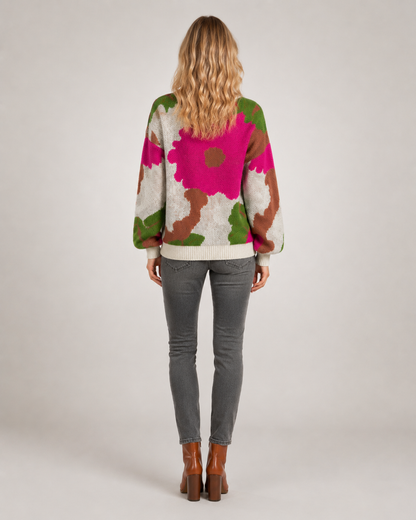Sydney | Kwiatowy sweter z dzianiny