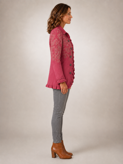 Anouk | Kurtka vintage z falbankami we wzór paisley