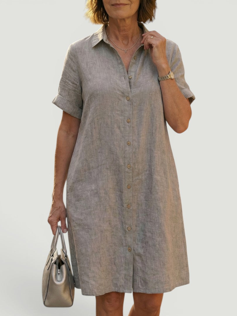 Lorène — Robe courte chemise à poches