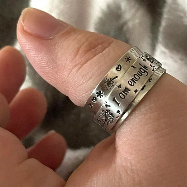 Pissenlit | Bague tournante large argentée à motif de pissenlit – Vue 05