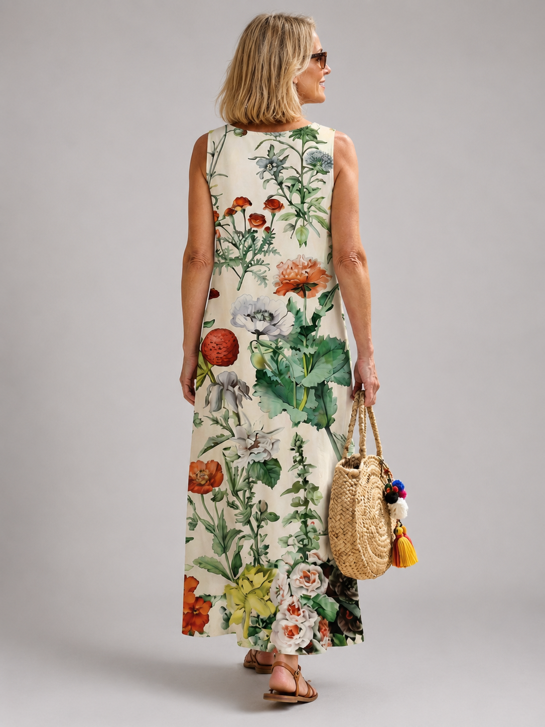 Florine — Robe longue à imprimé botanique