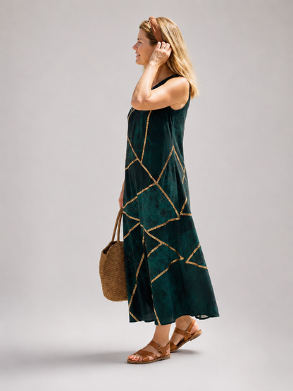Oriane — Robe longue à motif géométrique