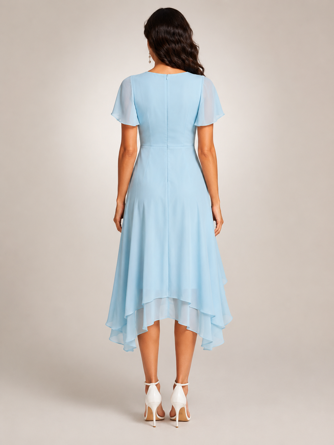 Roxane — Robe midi asymétrique à col V