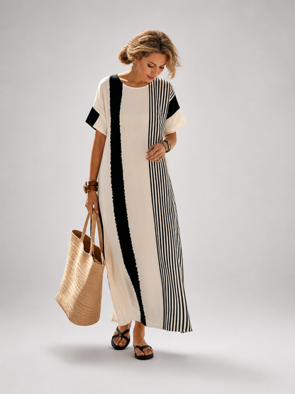 Lucile — Robe longue à rayures contrastées