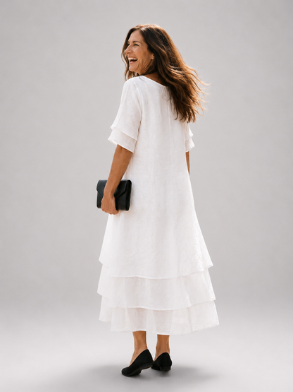 Armance — Robe longue à volants superposés