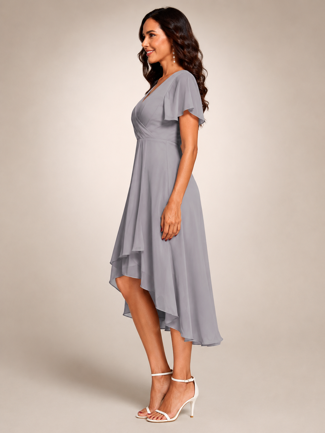 Roxane — Robe midi asymétrique à col V