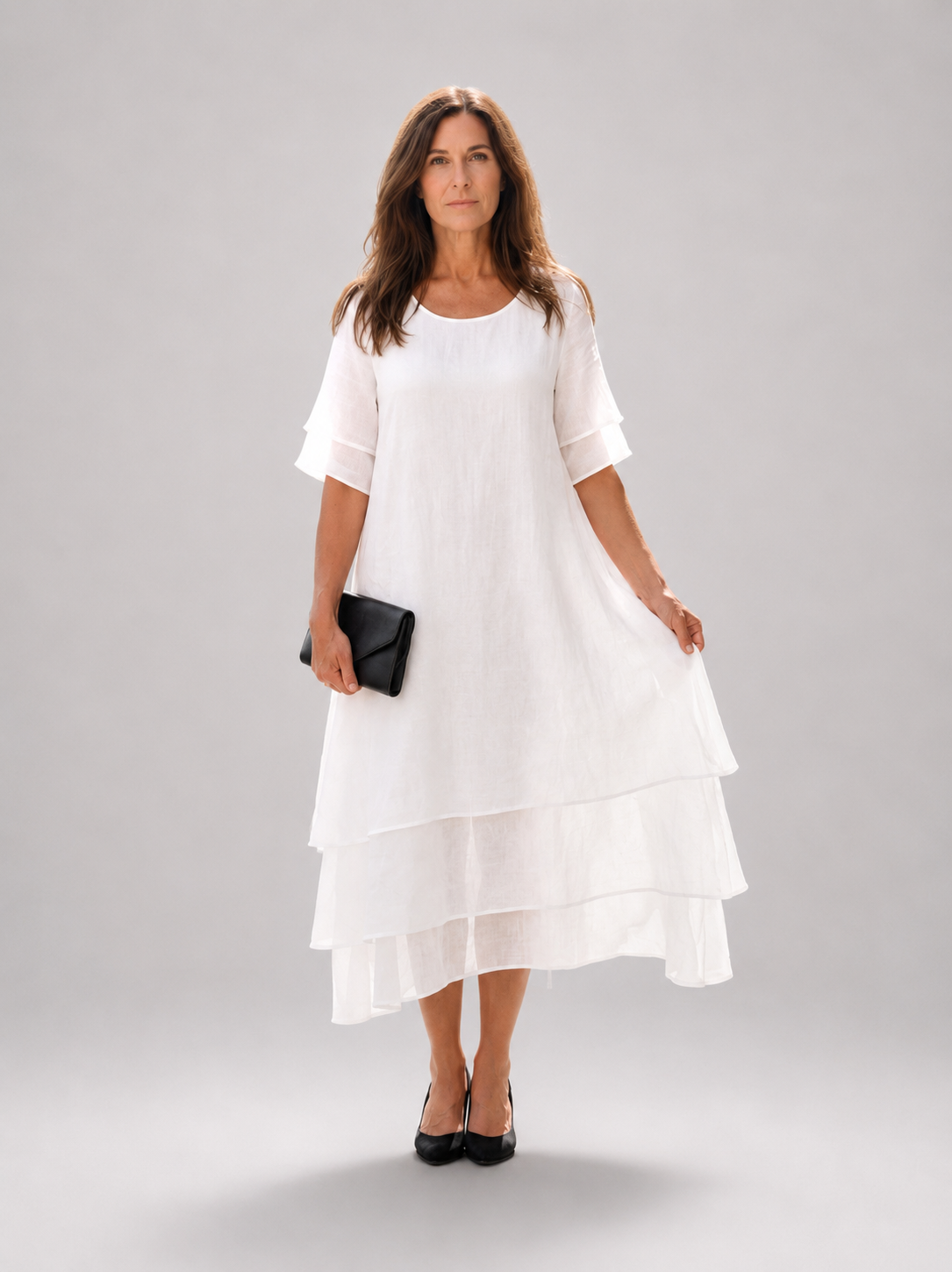 Armance — Robe longue à volants superposés