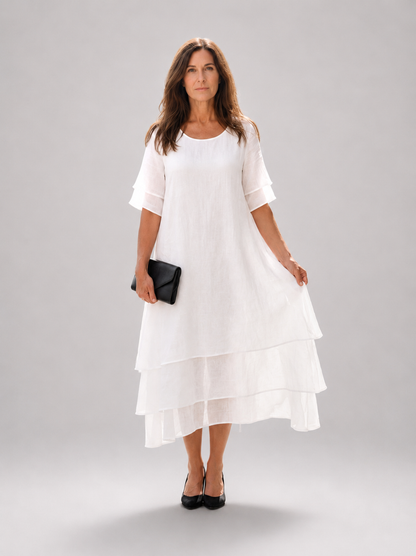 Armance — Robe longue à volants superposés