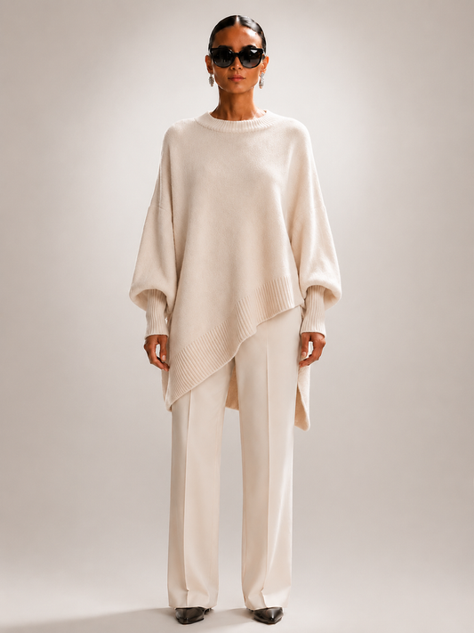 Élodie | Drapowany sweter oversize z asymetrycznym dołem