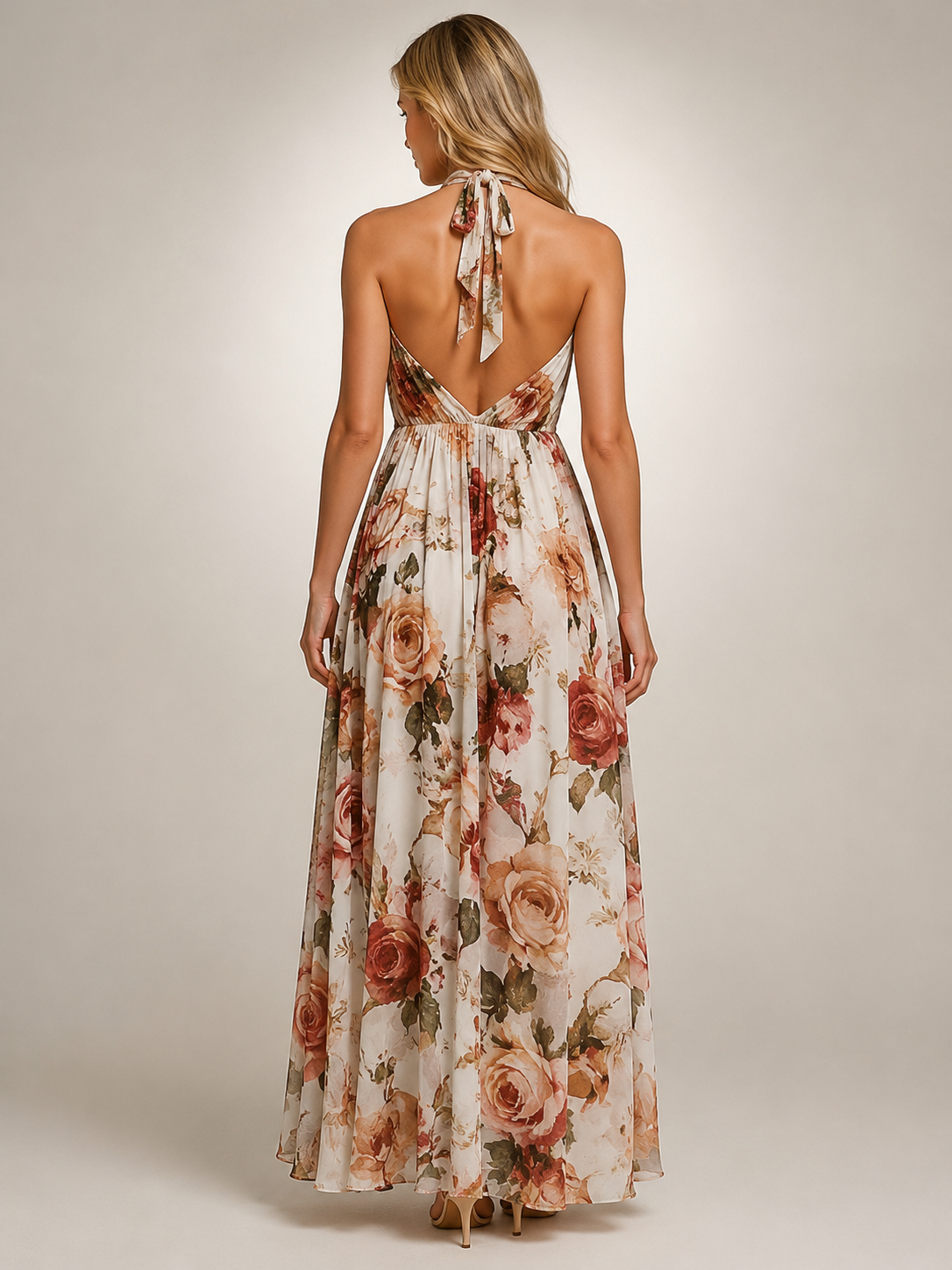 Rosemonde — Robe longue bohème à col licou