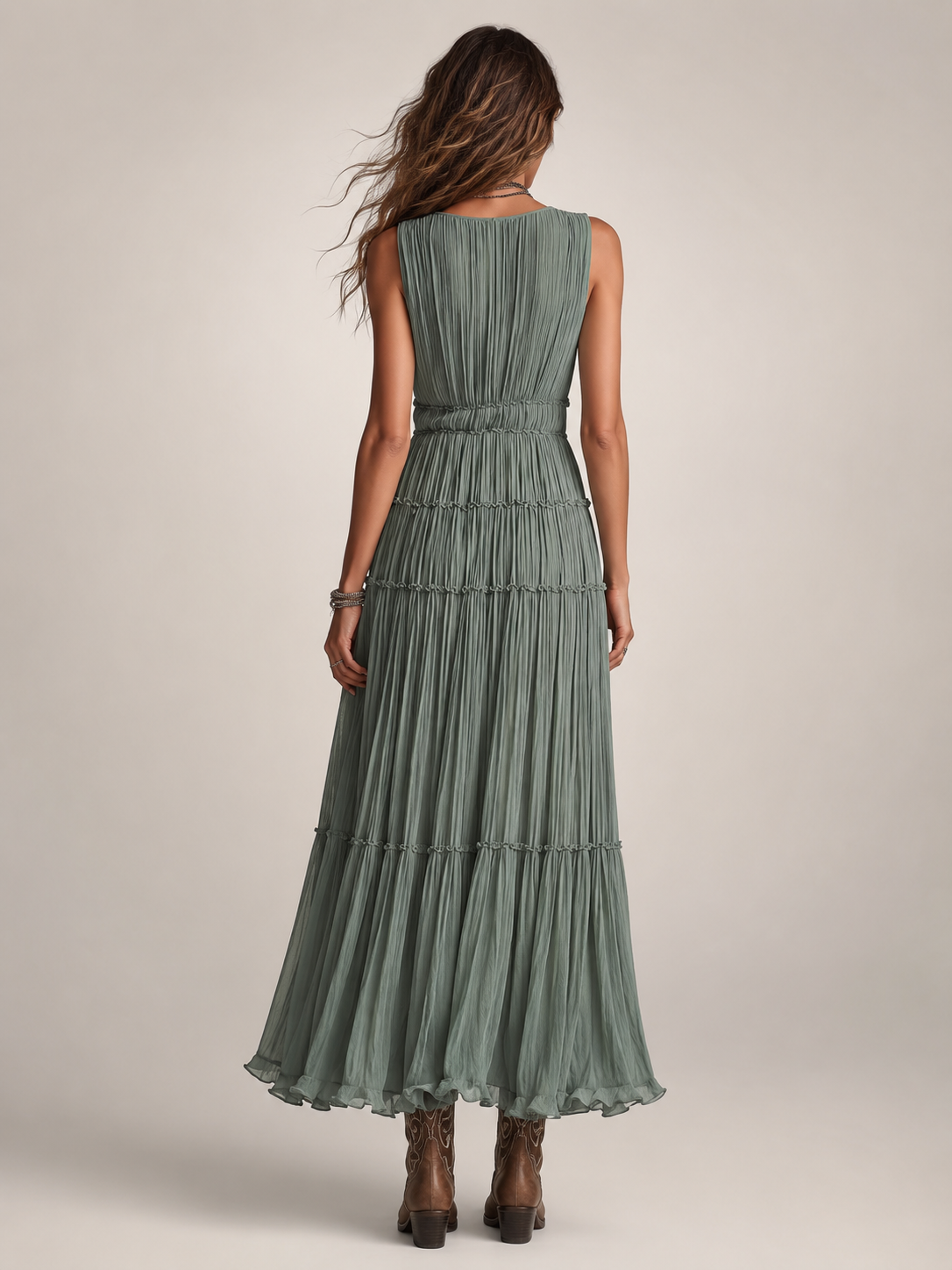Garance — Robe longue bohème à volants étagés