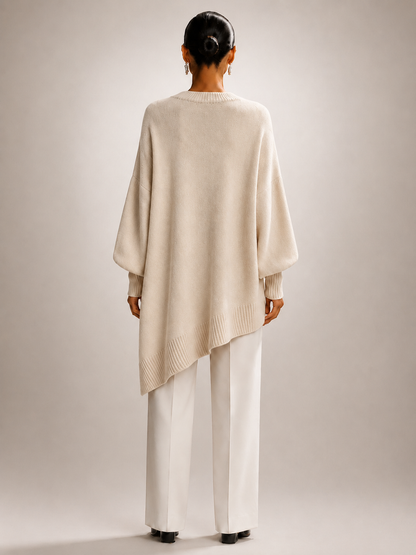Élodie | Drapowany sweter oversize z asymetrycznym dołem