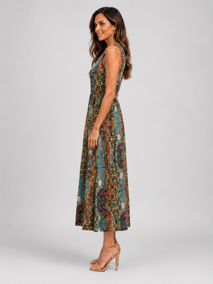 Ambre — Robe midi bohème à col licou