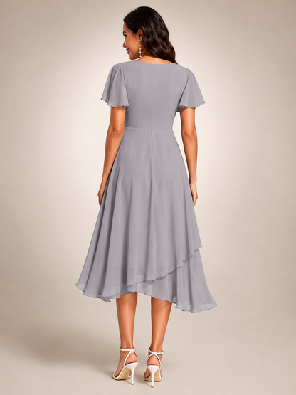 Roxane — Robe midi asymétrique à col V