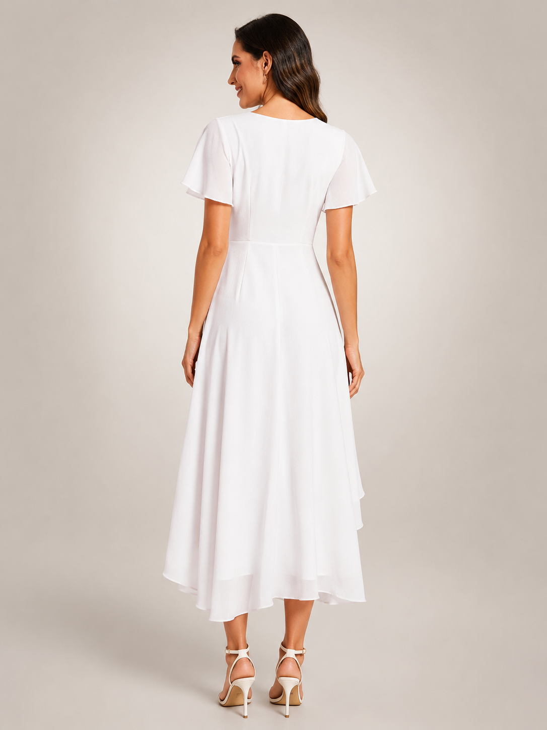 Roxane — Robe midi asymétrique à col V