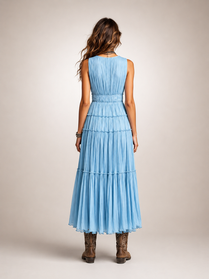 Garance — Robe longue bohème à volants étagés