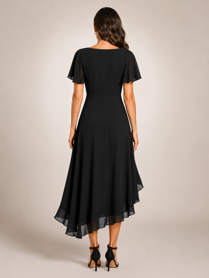 Roxane — Robe midi asymétrique à col V