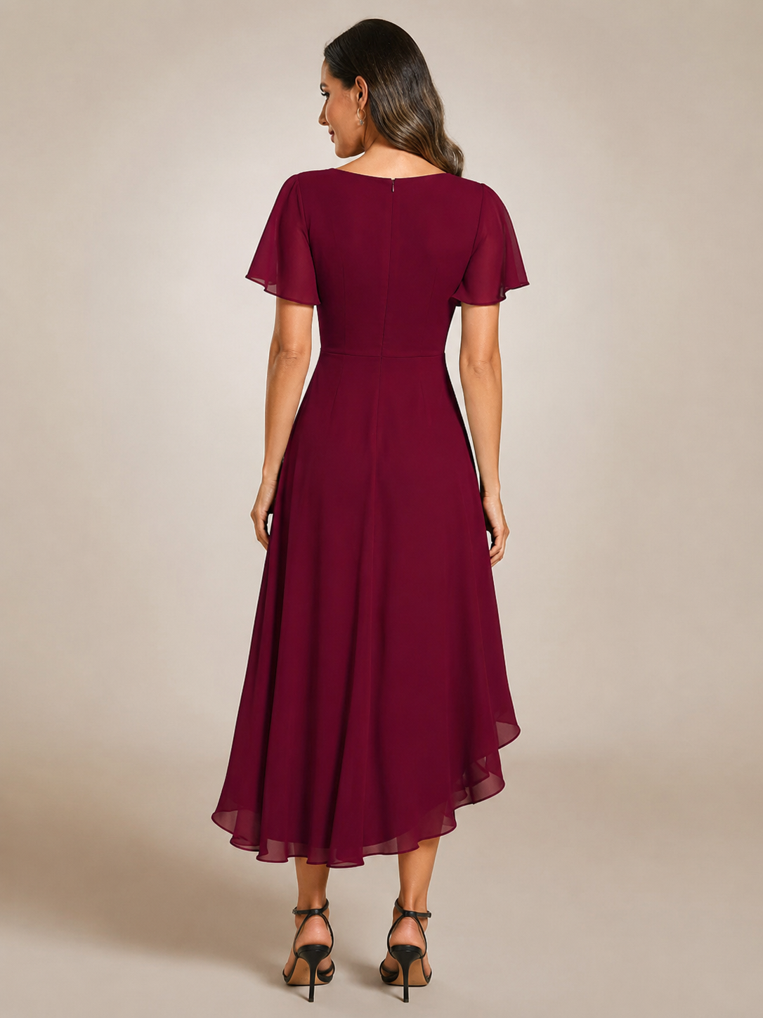 Roxane — Robe midi asymétrique à col V