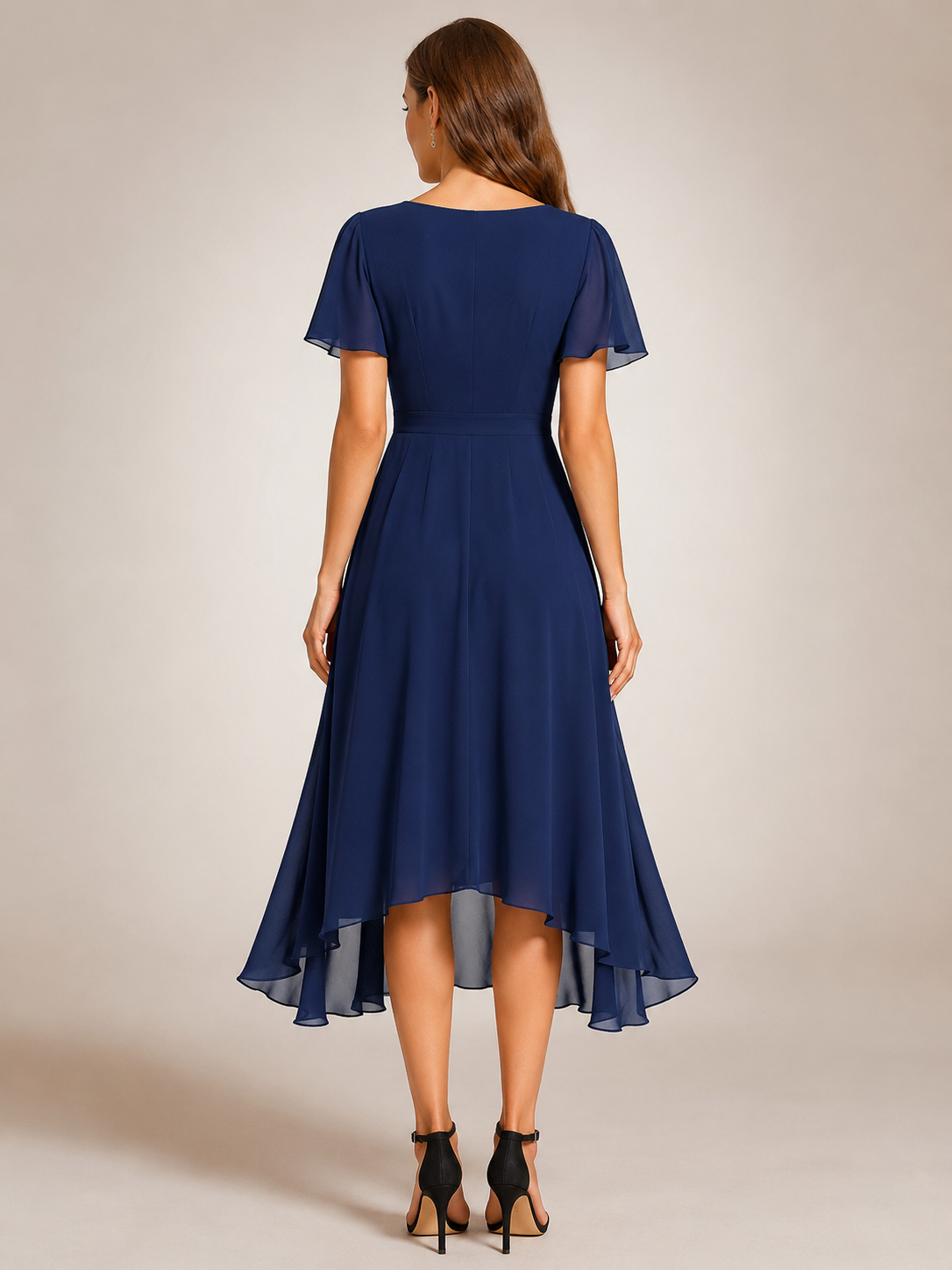 Roxane — Robe midi asymétrique à col V