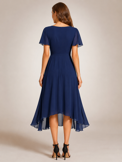 Roxane — Robe midi asymétrique à col V