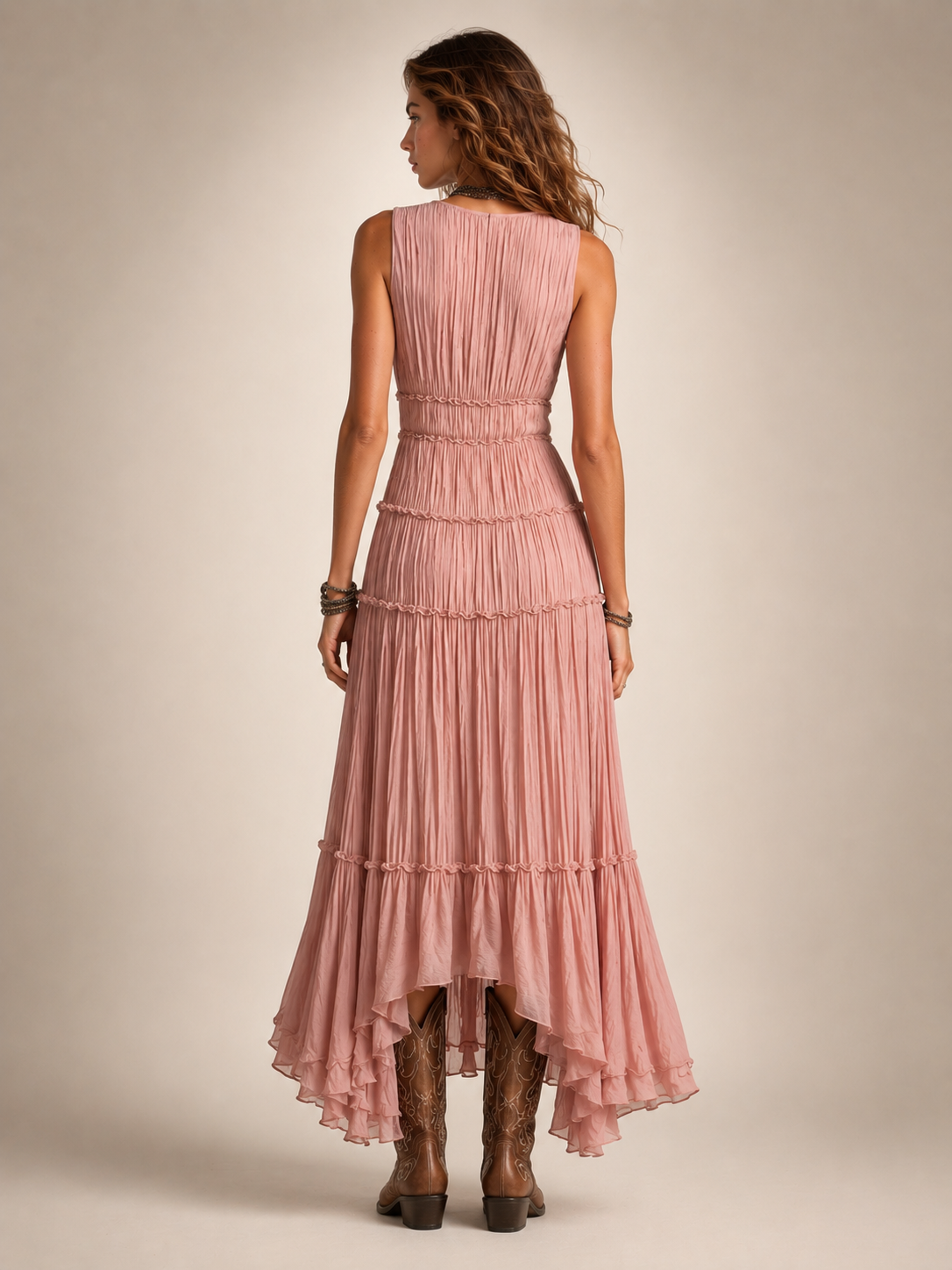 Garance — Robe longue bohème à volants étagés