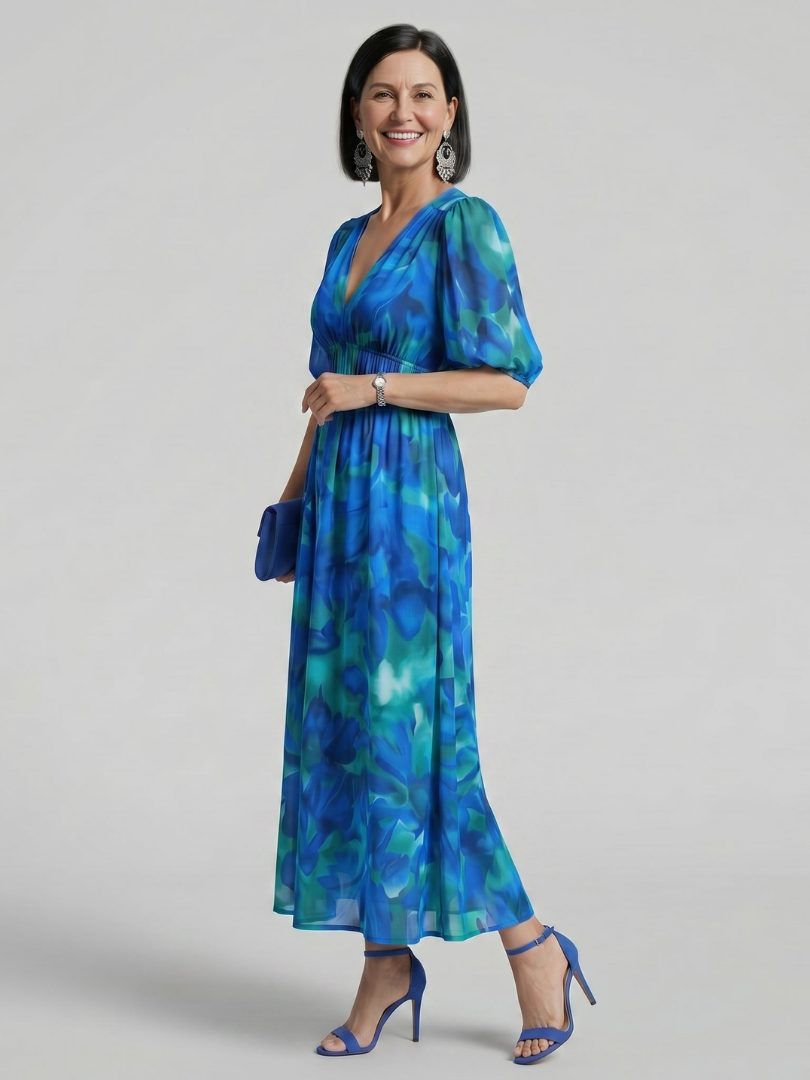 Léopoldine — Robe longue à manches ballon