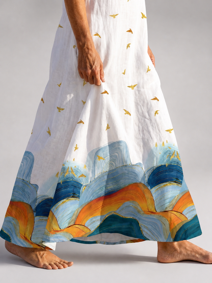 Olympe — Robe longue à ourlet peint