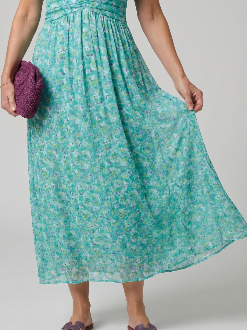 Elsa — Robe longue à petites fleurs