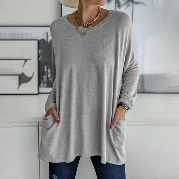 Maëlys | Tunique longue à poches — Gris chiné