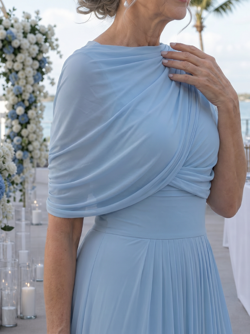 Romane — Robe longue drapée à une épaule