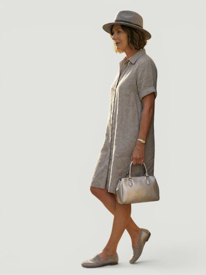 Lorène — Robe courte chemise à poches