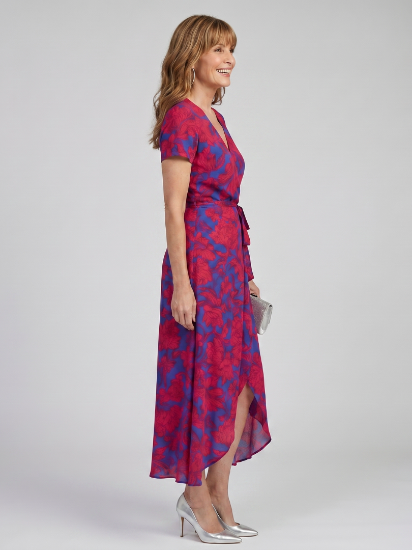 Gwenaëlle — Robe midi portefeuille fleurie