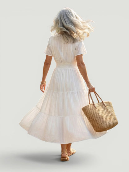 Ombline — Robe longue à taille froncée