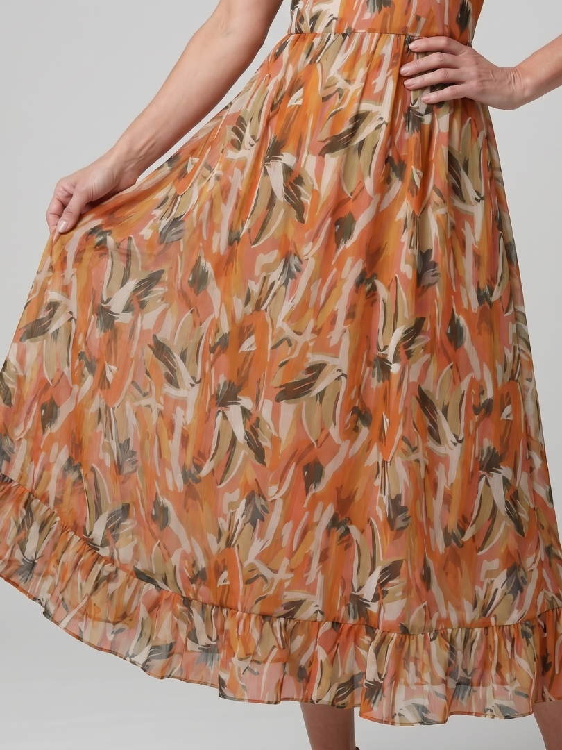 Ilona — Robe longue à fines bretelles et volant