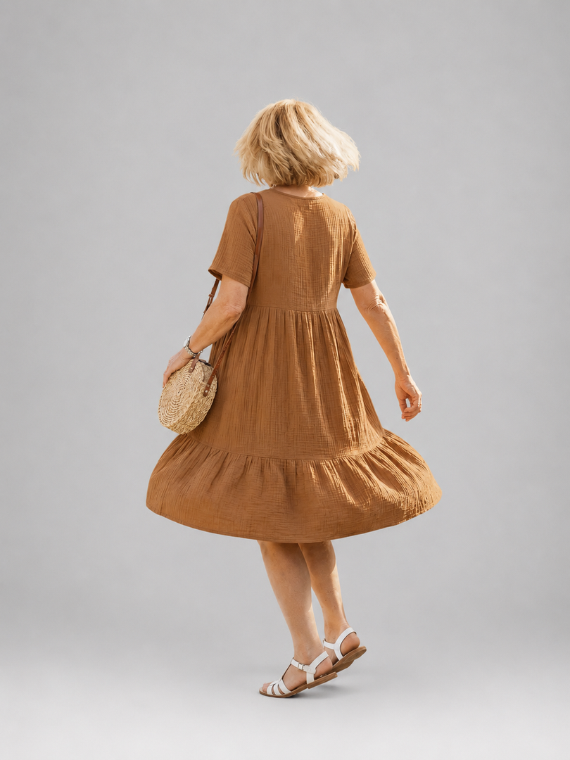 Azélie — Robe courte froncée en gaze de coton