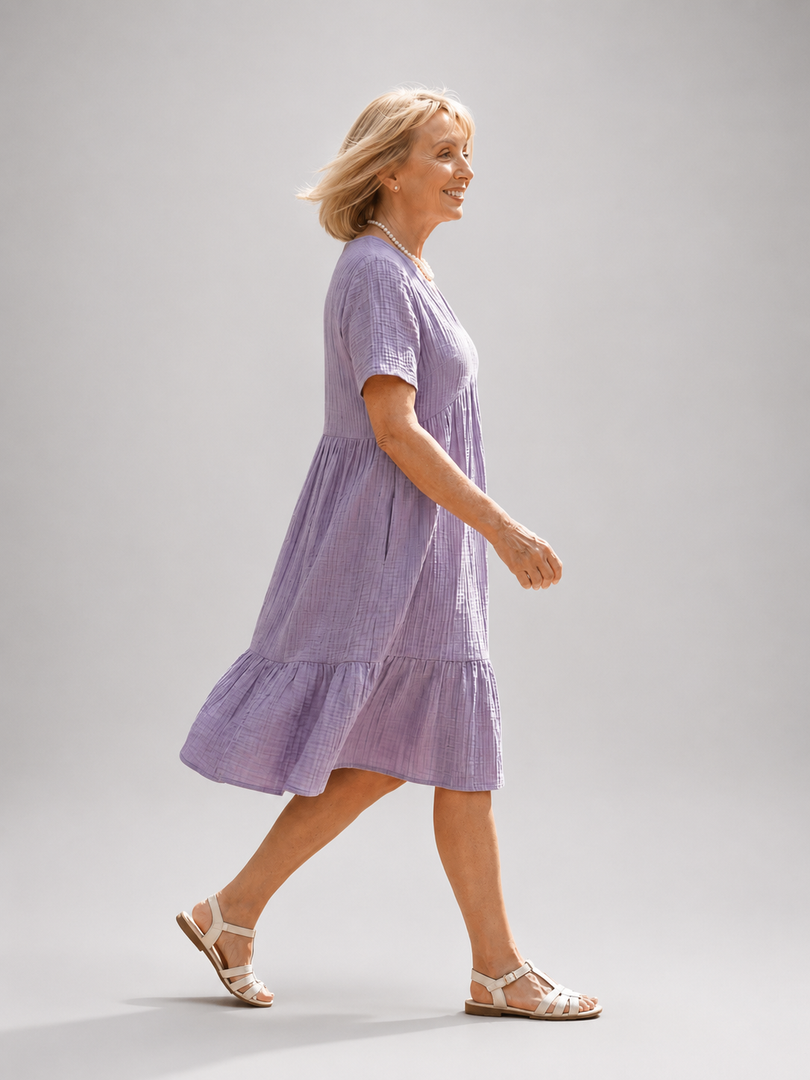 Azélie — Robe courte froncée en gaze de coton