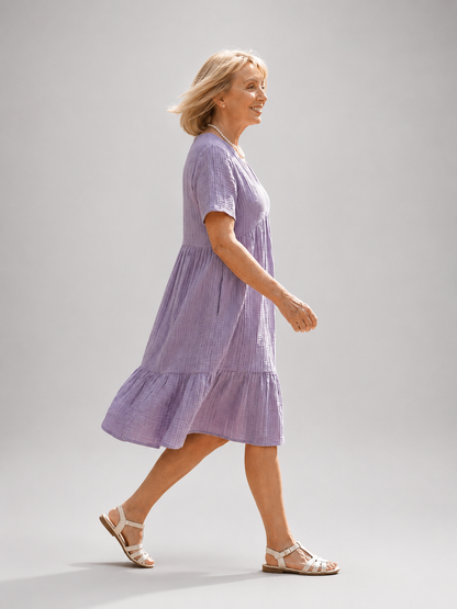 Azélie — Robe courte froncée en gaze de coton