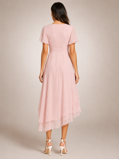Roxane — Robe midi asymétrique à col V