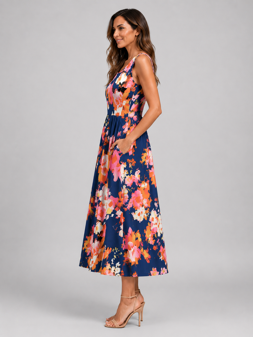 Ambre — Robe midi bohème à col licou