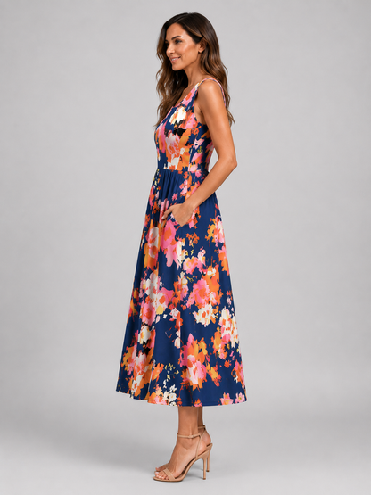 Ambre — Robe midi bohème à col licou