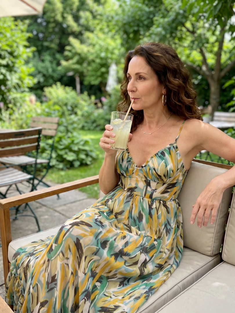 Ilona — Robe longue à fines bretelles et volant