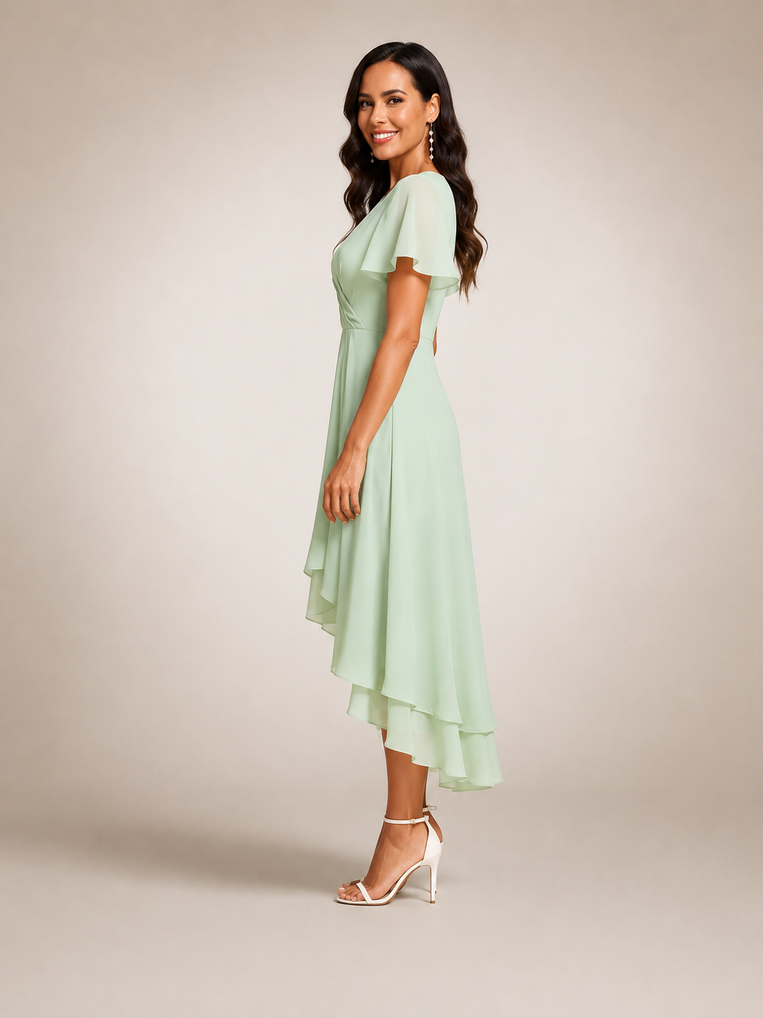 Roxane — Robe midi asymétrique à col V