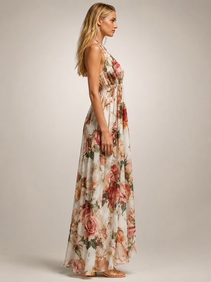 Rosemonde — Robe longue bohème à col licou