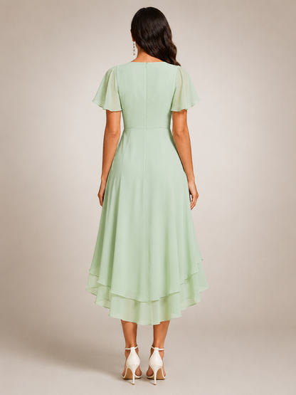 Roxane — Robe midi asymétrique à col V