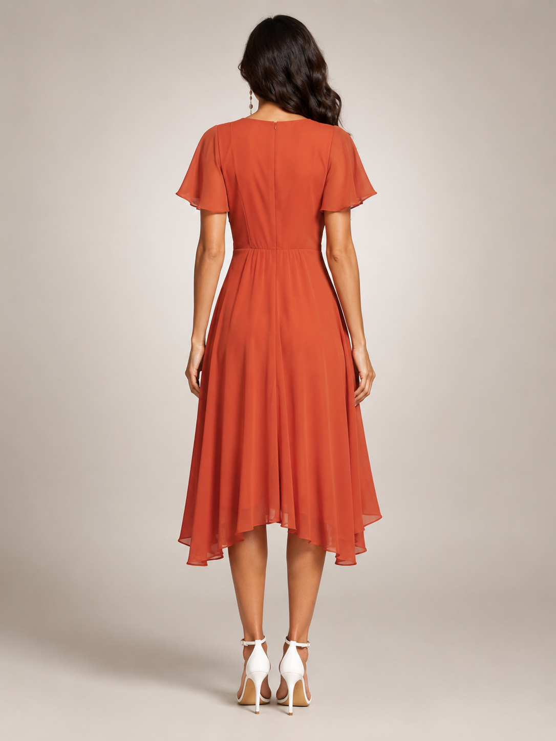 Roxane — Robe midi asymétrique à col V