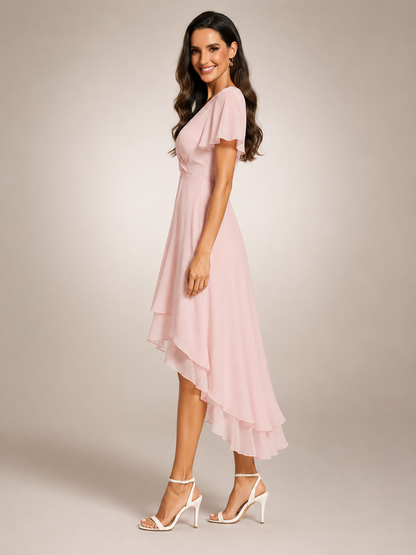 Roxane — Robe midi asymétrique à col V